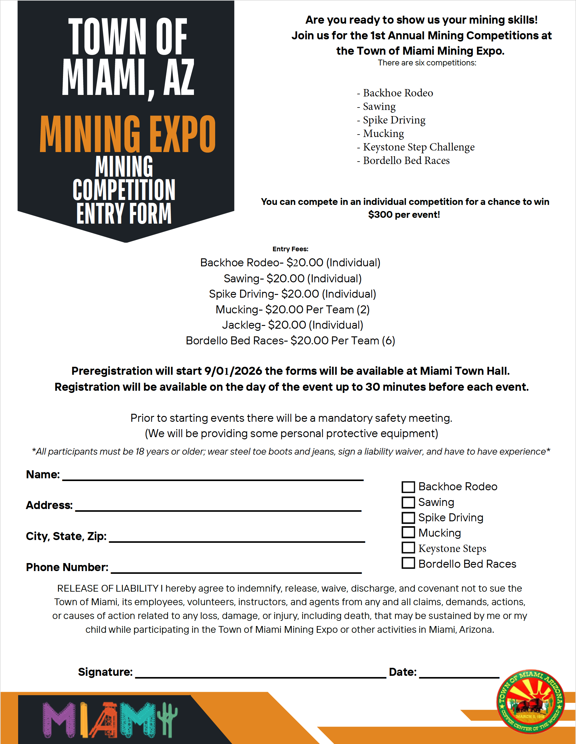 Mining Competition Entry Form